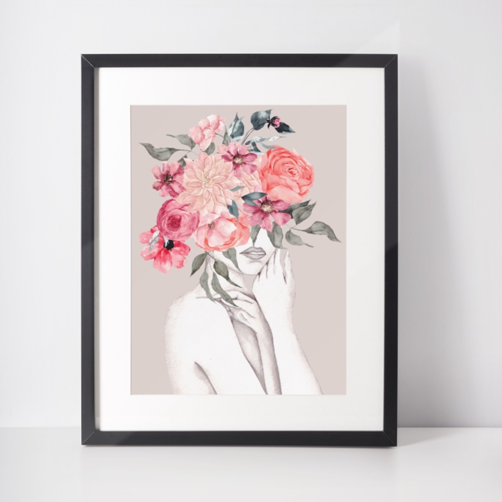 Abstract Floral Woman Wall Art Print Unframed - Picture 4 of 16